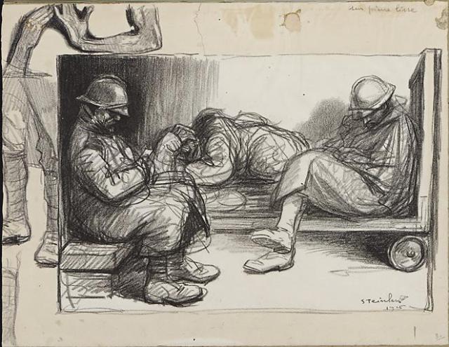 Original drawing for En Attendant le Depart (Collection of the Musee d'Histoire Contemporaine)