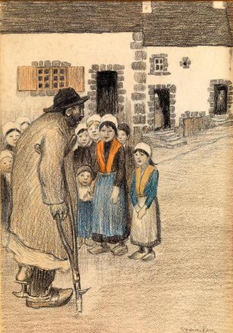 Original drawing for Pauvre Aveugle (Dupont et Associes auction, Nov. 25, 2013)