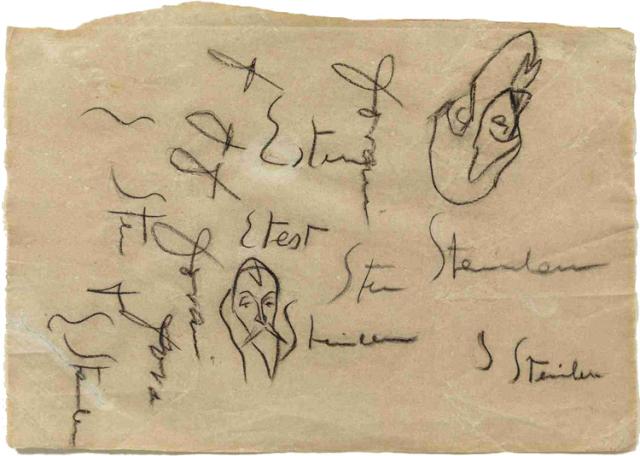 Picasso imitating Steinlen's signature (c. 1899) (Collection of Museu Picasso, Barcelona)